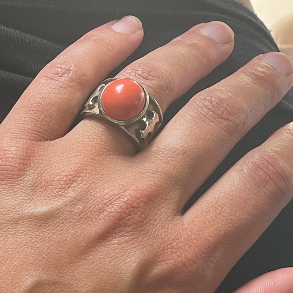 Ron Rizzo Coral Sterling Silver Gothic Ring